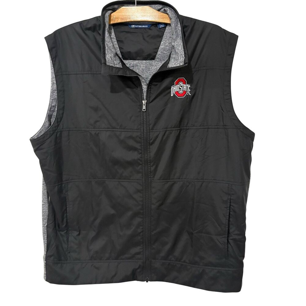 Ohio State Cutter & Buck | Lightweight Vest Gray Full Zip Pockets- Men's XL